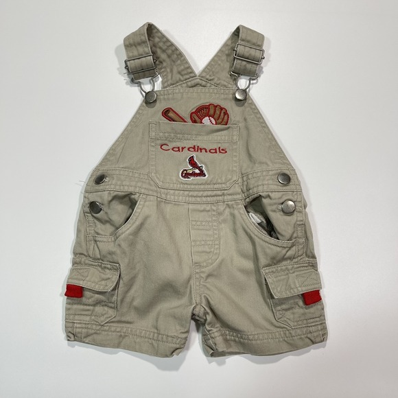 MLB Other - Vintage Cardinals MLB Embroidered Cargo Khaki Baby Toddler Overalls 3/6 Months